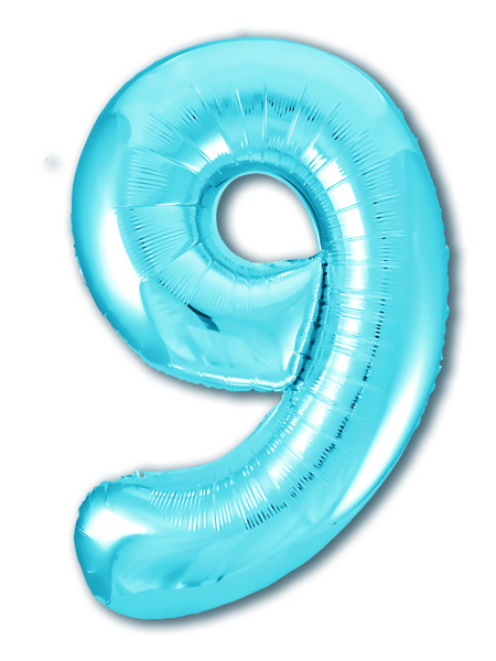 Шар фольга Agura Slim, цифра 9 'Голубая', 40', индивид. уп., европодвес, 755341