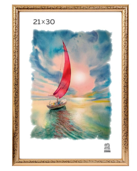 Фоторамка пластиковая 21х30, золотой цвет, (509);3872