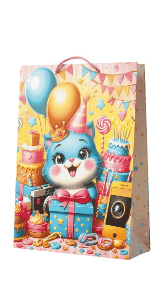Пакет бумажный подарочный 30х12х41,5 см, дизайн ассорти, 751L-1