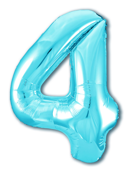 Шар фольга Agura Slim, цифра 4 'Голубая', 40', индивид. уп., европодвес, 755297