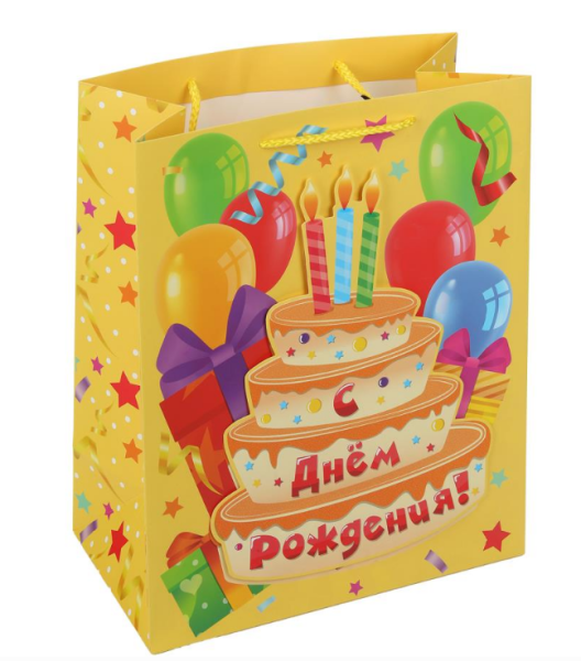 Пакет подарочный с аппликацией l,тортик,190 гр;м2 ЧУДО ПРАЗДНИК, 389941